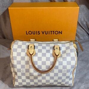 Louis Vuitton Speedy 25 Damier Azur Satchel
